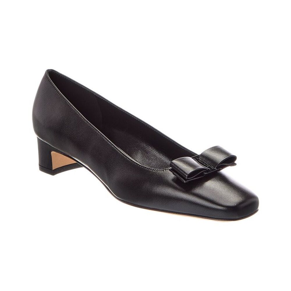 Ferragamo Iconic Bow Leather 40 Pump, Black